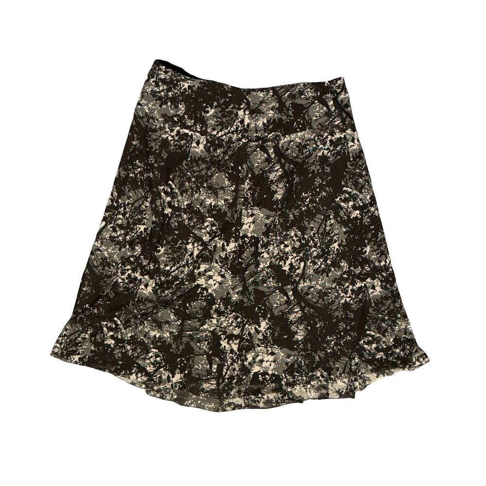 Coldwater Creek Skirt Womens Size 6 Black White Artsy A-Line Stretch Lined Midi